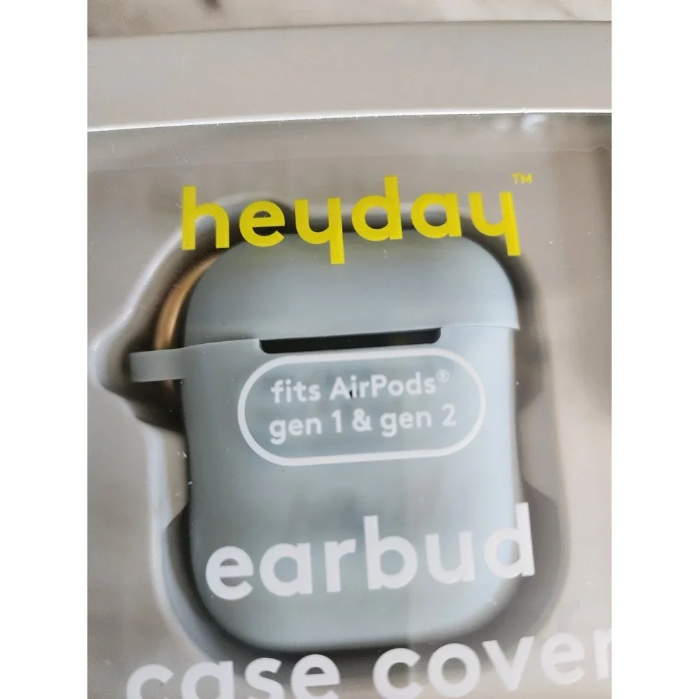 Heyday Apple AirPods Gen 1 & 2 Earbud Case Cover Misty Blue Silicone Carabiner